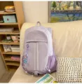 Purple minimalist sporty backpack with front pockets, side mesh, and cute star pendant. - Rope Star / Lilac Large