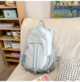 Light blue casual backpack, stylish campus student school bag, large capacity daily travel daypack. - Blue Small