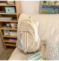 Casual canvas backpack for women men, large capacity daily travel school bookbag with pockets. - Khaki Small