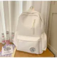 Korean style ins campus wind high school student backpack, light and simple design white school bag. - No Pendant / White