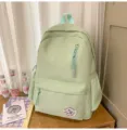 Mint green casual canvas backpack for women school student lightweight minimalist daily daypack - No Pendant / Green