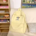 Casual yellow school backpack with cute cartoon dog embroidery and large storage capacity. - S / Yellow