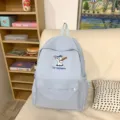 Casual light blue backpack for women and students with cute cartoon dog embroidery storage. - S / Blue