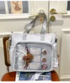 Bolso bandolera blanco lindo transparente estilo japonés para fans del anime y escuela - Bolsa Individual / Gris