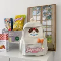 Cute Japanese style casual backpack for women with minimalist design and spacious capacity. - White Small