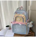 Japanese style sweet ita backpack clear pocket pastel school bag cute rucksack for teens - Backpack (No Pendant No Transparent Window Interior) / Blue