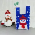 Borsa a mano lavorata a maglia di Natale con pupazzo di neve borsa regalo invernale - Pupazzo di Neve Blu