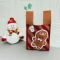 Borsa a mano in maglia con omino di pan di zenzero, borsa casual invernale e da regalo. - Caramello Pupazzo di Neve