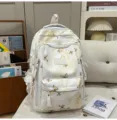 Japanischer Stil ästhetischer Schmetterling Druck Schulrucksack lässige Schultasche Alltag - Ohne Anhänger / Gelb