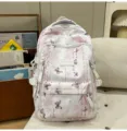 Japanischer Stil rosa Schmetterling Druck Rucksack süße Studentin Freizeit Schultasche weiß - Ohne Anhänger / Lila