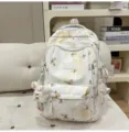 Japanischer Stil süßer Schmetterling Print Studenten Rucksack weiße Schultasche Mädchen - Mit Anhänger / Gelb