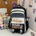 Zaino da scuola casual stile giapponese simpatico capybara cartoon per studenti - Nero