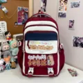 Zaino scolare carino in stile giapponese con capibara a cartella casual per adolescenti - Rosso