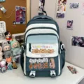Zaino carino in stile giapponese con cartone animato per studenti, borsa casual fresca. - Verde