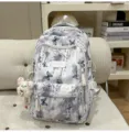 Japanischer Stil süßer Schmetterling Druck Schulrucksack für Studenten Alltag süß - Mit Anhänger / Grau
