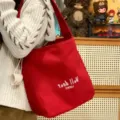Roter Segeltuch Shopper, japanischer Stil Freizeittasche, leichte Alltagstasche. - Rot (Ohne Anhänger)