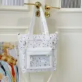 Japanischer süßer Sternendruck Segeltuchtasche mit transparenter Tasche für Studenten. - Ohne Anhänger / Weiß