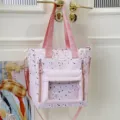 Japanischer Ins-Stil rosa Sternenmuster Canvas Tragetasche, süße und praktische Umhängetasche. - Ohne Anhänger / Rosa