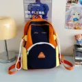 Cute contrast color student backpack for women, large capacity travel school bag for girls. - No Pendant / S / Orange