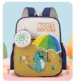 Cute cartoon dinosaur kids school backpack with lovely pouch, large capacity for boys and girls. - Yellow
