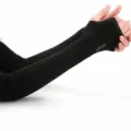 Schwarze fingerlose Eisseide Sonnenschutz Armlinge fuer Outdoor Radfahren und Angeln. - Fingerloser Stil / Schwarz
