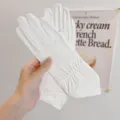 White summer ice silk sun protection gloves for women, anti-slip outdoor driving cycling. - One Size / White