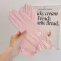 Summer pink ice silk sun protection gloves detail showing anti-slip silicone dots design. - One Size / Pink