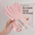 Pink ice silk sunscreen gloves detail view, breathable full finger design for outdoor driving. - Pink