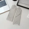 Ice silk sun protection gloves detail showing UPF50+ rating, lightweight and breathable fabric. - One Size / Light Gray