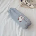 Grey fleece warm oversleeves with cute bear embroidery, perfect winter arm sleeves. - Gray