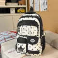 Sac à dos à pois style japonais avec fenêtre transparente cartable pour étudiants - Sans Os Étoile / Noir