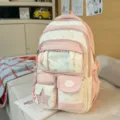 Joli sac à dos rose à pois avec fenêtre transparente, cartable mignon pour étudiantes - Sans Os Étoile / Rose