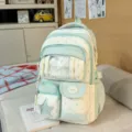 Sac à dos ita à pois vert menthe cartable doux poche transparente sac d'école - Sans Os Étoile / Vert