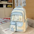 Sac à dos étudiant transparent à pois mignon, cartable scolaire bleu clair pour tous les jours. - Sans Os Étoile / Bleu