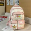 Sac à dos à pois rose mignon sac ita doux avec poche avant transparente pour les étudiants. - Étoile et Os / Rose