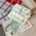 Charmant sac à dos japonais à pois avec fenêtre transparente et poches multiples. - Sac de Tutorat Sans Os Étoile / Vert