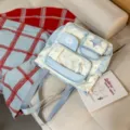 Sac à dos d'étudiant en toile à pois doux avec poche avant transparente pour l'école. - Sac de Tutorat Sans Os Étoile / Bleu