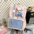 Cute Japanese style pink ITA backpack with transparent display window and bowknot for girls bag - Pink