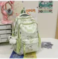 2025 new Chinese style bamboo leaf printed student backpack large capacity travel bag - Hanging Charm Style / Green
