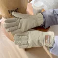 Vista detallada de guantes de invierno para hombre forrados y cortavientos para ciclismo y esquí. - Talla única / Caqui