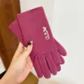 Women winter warm touch screen gloves, wine red thermal velvet full finger cycling gloves. - One Size / Rose Red