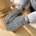 Guantes de invierno para hombre cortavientos calientes forrados gruesos ciclismo esquí gris - Talla única / Gris