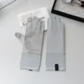 Summer ice silk sunscreen gloves breathable open finger touch screen anti-slip grey style - One Size (Mesh Palm) / Gray