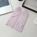UPF50+ ice silk sun protection gloves for women summer thin outdoor UV touch screen full finger - One Size / Purple