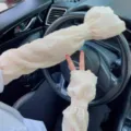 Womens long sun protection sleeves in car driving scene, airy bubble texture chic style. - One Size / Off White