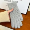 Dames winter warme gebreide touchscreen vingervloze handschoenen effen grijs stijl - Eén maat / Grijs