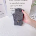 Heren winter gebreide converteerbare half vinger handschoenen effen kleur heel warm gezellig. - Grijs
