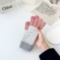 Women winter warm knitted gloves touch screen colorblock stripe split finger casual mittens - One Size / Striped Pink