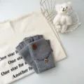 Men winter warm knitted convertible half finger gloves in solid gray color office daily use. - One Size / Gray