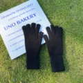 Guantes cálidos de punto negro, guantes de invierno gruesos y largos de cinco dedos táctiles. - Talla única / Negro